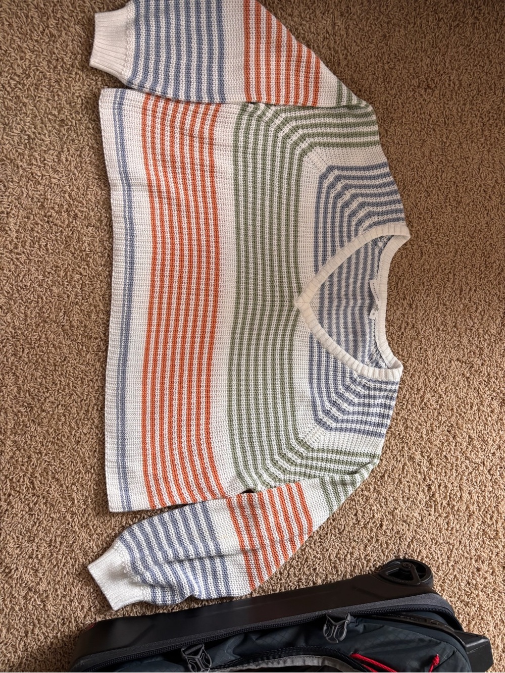 Altar'd State White & Light Blue Striped Knit Top